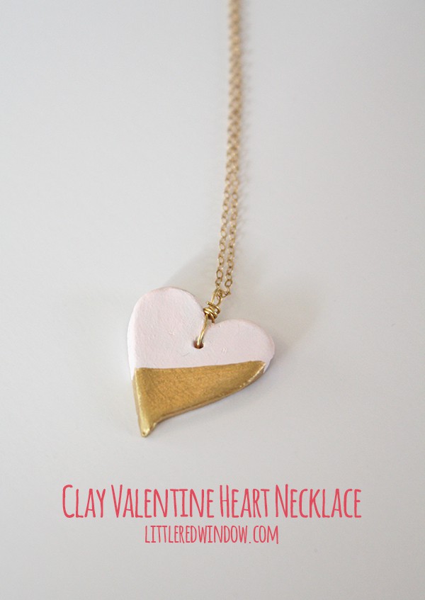 Air Dry Clay Valentine's Day Heart Pendant | littleredwindow.com