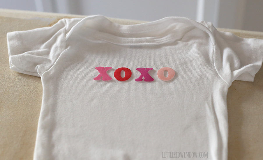 How To Make Custom Color Iron-On Letters | littleredwindow.com | Customize store bought iron-on letters to make a cute Valentine's Day Onesie!