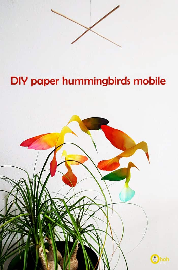 diy paper hummingbirds mobile colibri ohohblog 1