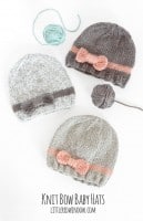 Knit bow baby hat knitting pattern