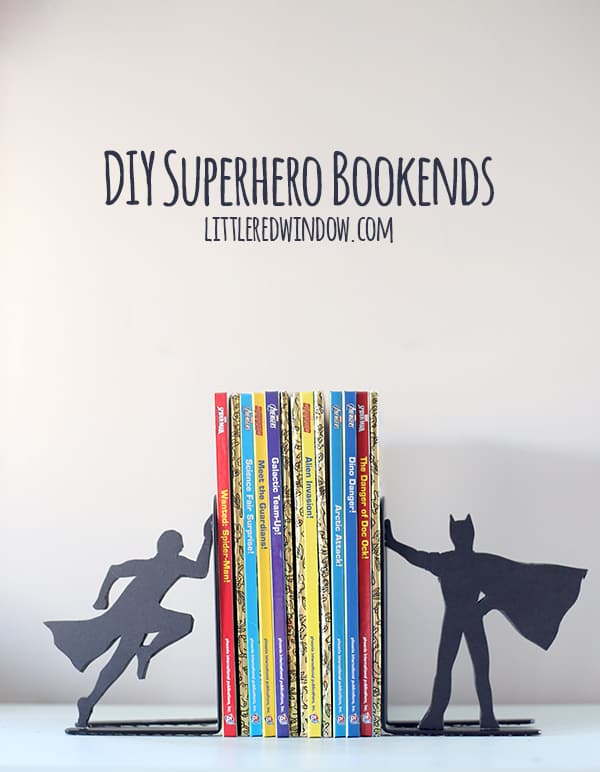 DIY Superhero Bookends for the comic book lover in your life! | littleredwindow.com
