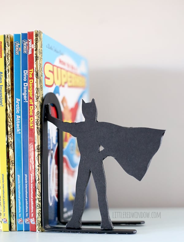 DIY Superhero Bookends for the comic book lover in your life! | littleredwindow.com