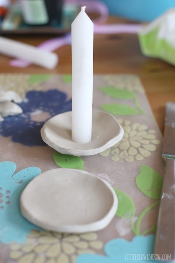 Pretty painted clay candle holders! | littleredwindow.com 
