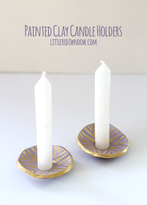 Pretty painted clay candle holders! | littleredwindow.com 