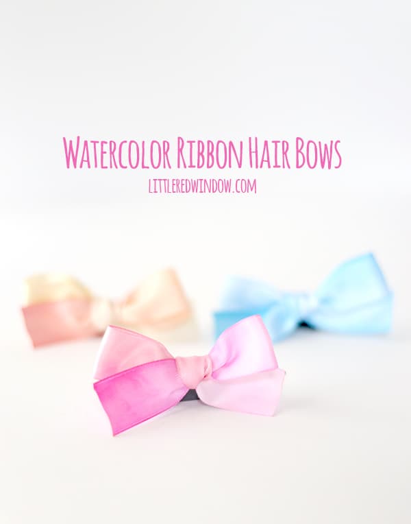 Handpainted Watercolor Ribbon Hair Bows, these are so easy to make and the results are gorgeous! | littleredwindow.com