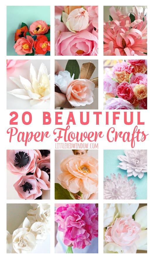 20 Beautiful Paper Flower Crafts | littleredwindow.com | These flowers are so gorgeous it's hard to believe they aren't real!