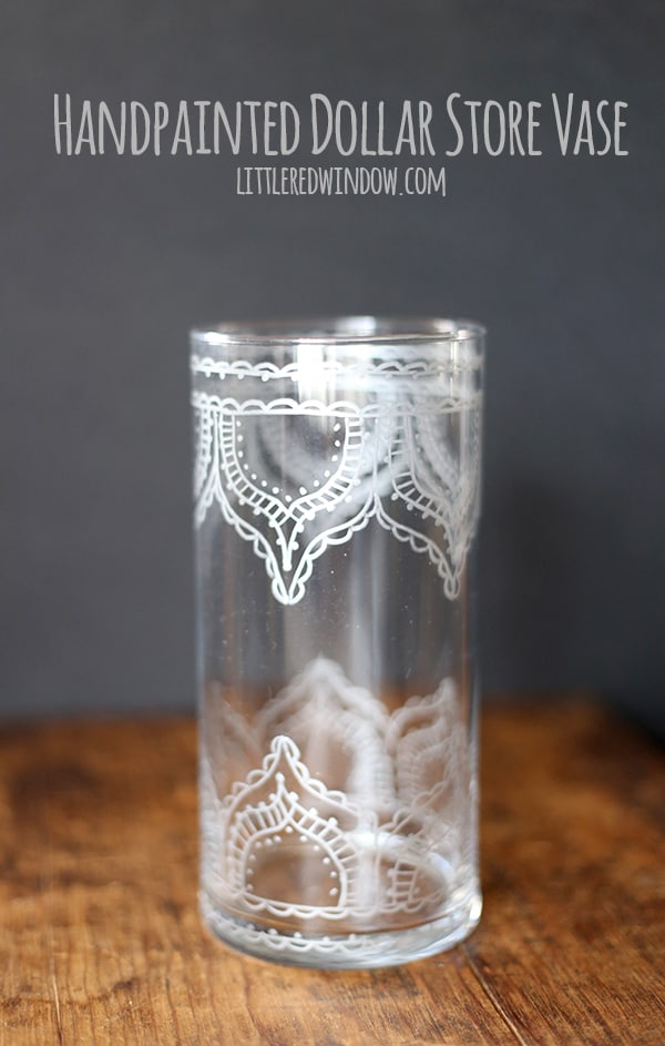 Handpainted Dollar Store Vase, turn a boring vase into a gorgeous metallic Moroccan beauty! | littleredwindow.com