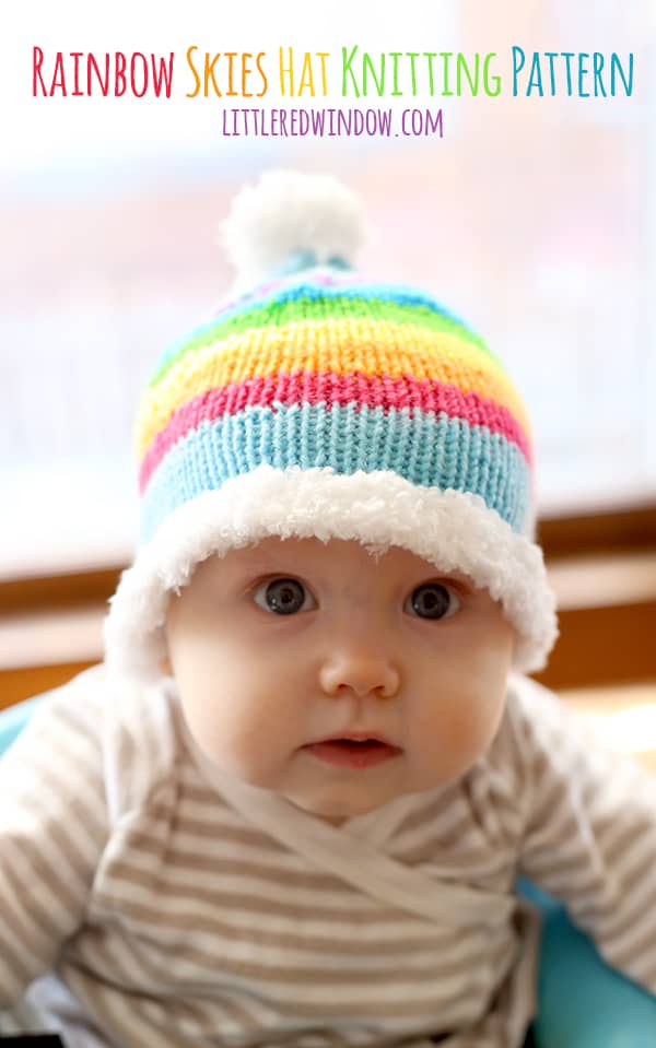 Rainbow Skies Baby Hat Free Knitting Pattern | littleredwindow.com
