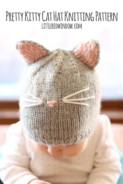 Pretty Kitty Cat Hat Free Knitting Pattern! | littleredwindow.com