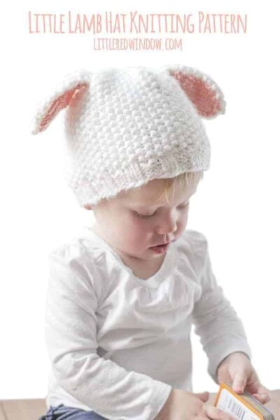 Little Lamb Hat Knitting Pattern for babies and toddlers! | littleredwindow.com