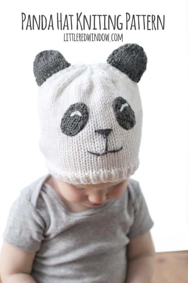 Sweet Panda Hat Knitting Pattern for newborns, babies and toddlers! | littleredwindow.com