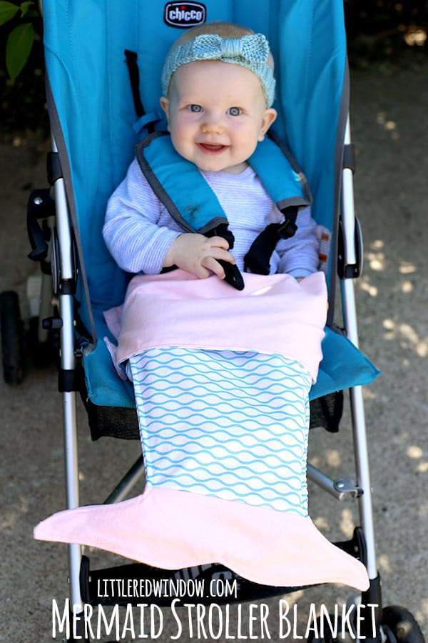 Sew an adorable Mermaid Stroller Blanket for your baby! | littleredwindow.com