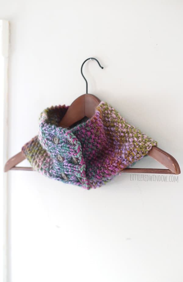 The Buttoned Up Cowl Knitting Pattern | littleredwindow.com