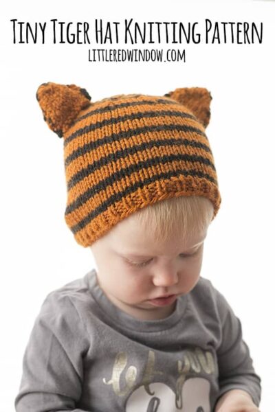 Tiny Tiger Hat Knitting Pattern for Babies! | littleredwindow.com