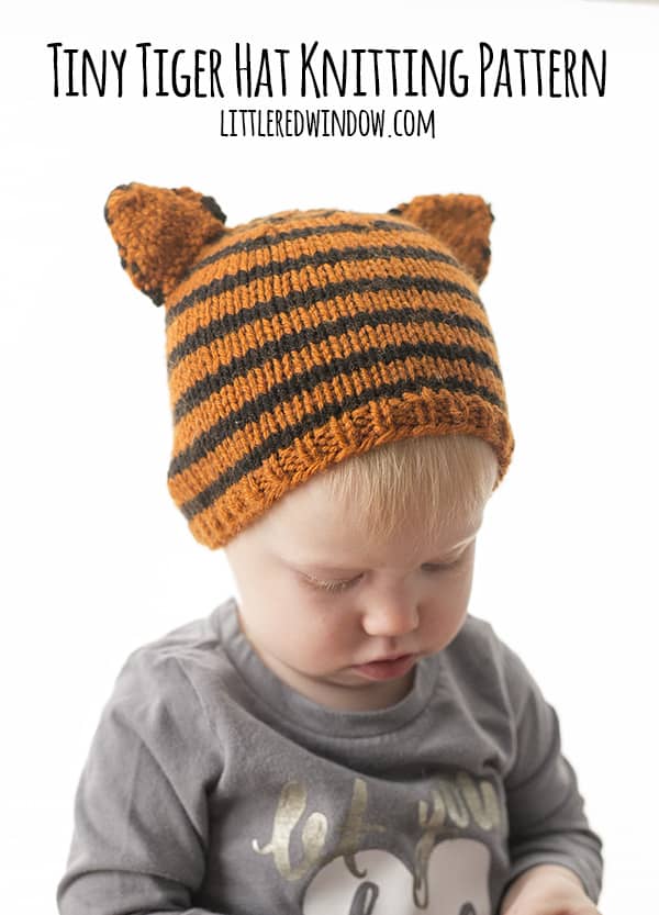 Tiny Tiger Hat Knitting Pattern for Babies! | littleredwindow.com