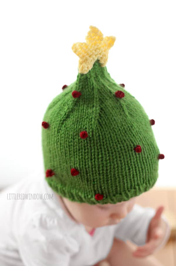 Christmas Tree Hat Knitting Pattern - Little Red Window