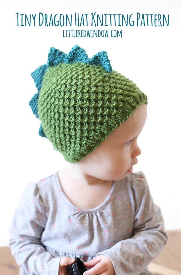 Adorable Tiny Dragon Hat Knitting Pattern (aka Tiny Dinosaur Hat)! | littleredwindow.com
