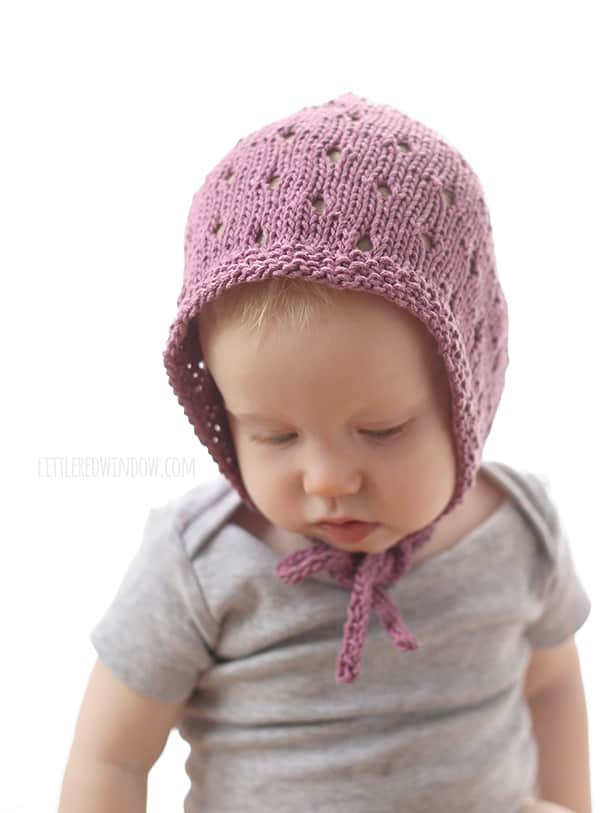 Sweet Baby Bonnet Knitting Pattern for newborns, babies and toddlers! | littleredwindow.com