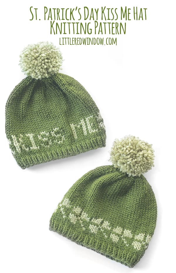 St. Patrick's Day Kiss Me Hat knitting pattern for your newborn, baby or toddler!