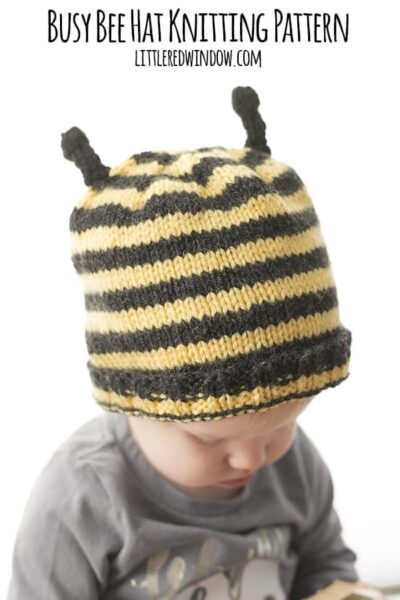 Busy Bee Hat Knitting Pattern for Kids and Babies! | littleredwindow.com