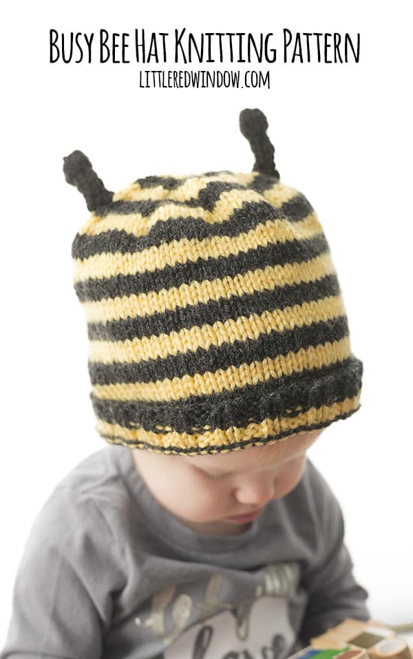 Busy Bee Hat Knitting Pattern for Kids and Babies! | littleredwindow.com