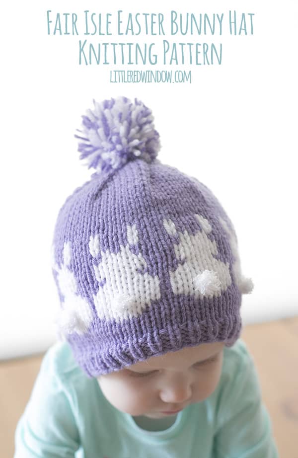 Fair Isle Easter Bunny Hat Knitting Pattern for babies and toddlers! | littleredwindow.com
