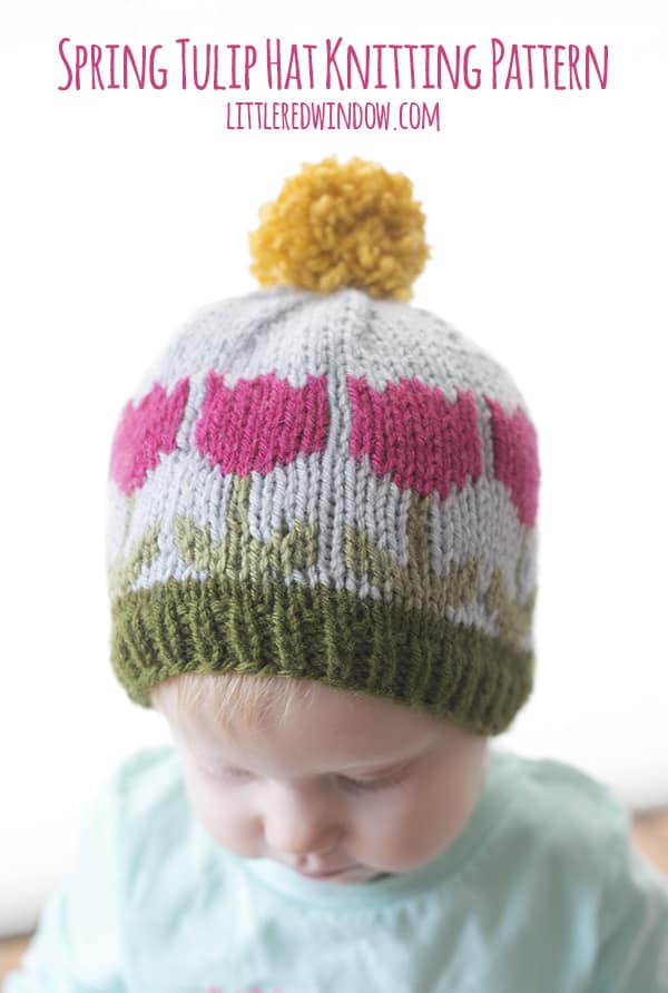 Spring Tulip Hat Fair Isle Knitting Pattern for babies and toddlers! | littleredwindow.com