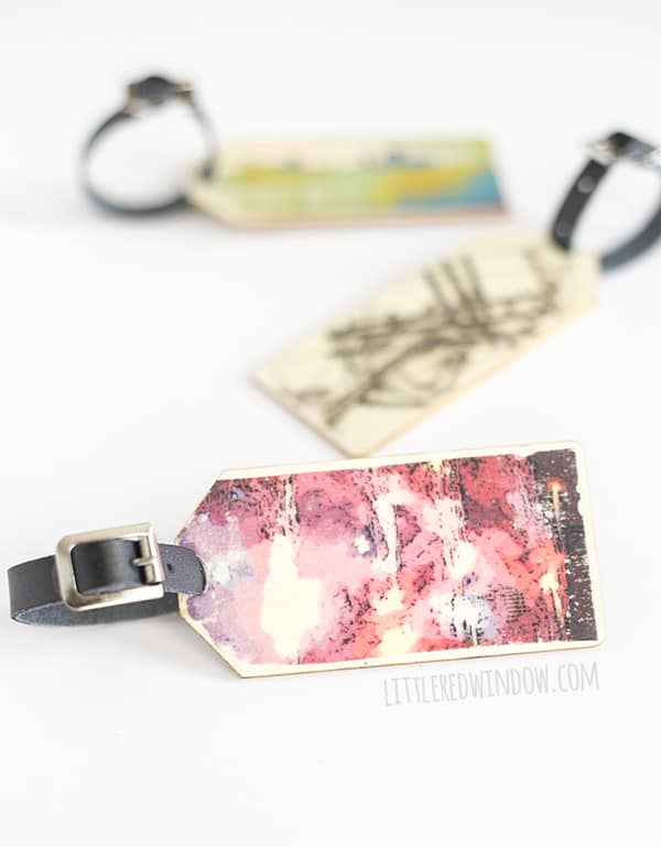 Photo Art DIY Luggage Tags, make your own personalized luggage tags and learn how to transfer your pictures to wood! | littleredwindow.com