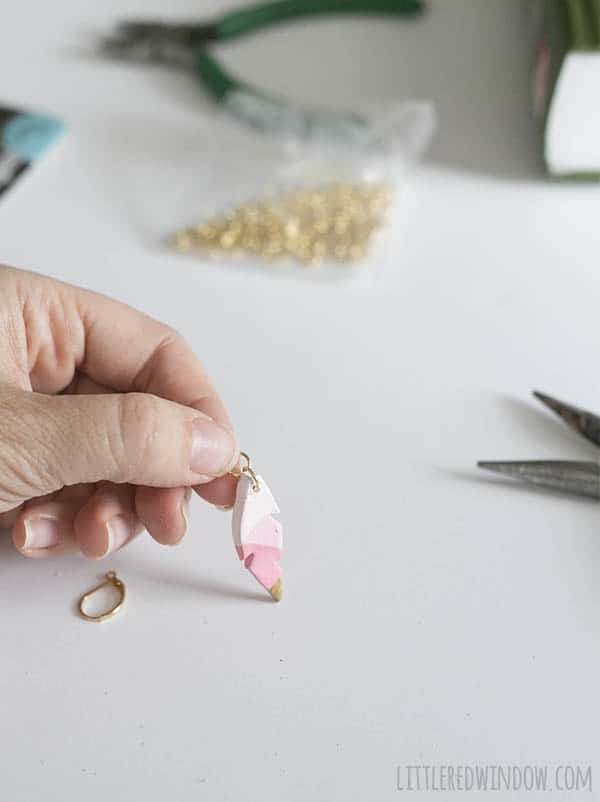 Easy Air Dry Clay Earrings, these cute feather earrings are lightweight and super simple to make!  | littleredwindow.com 