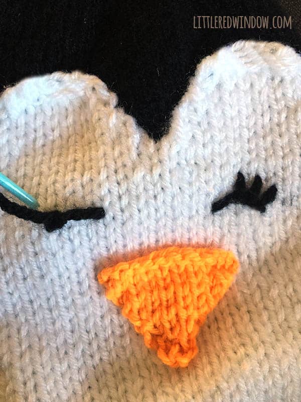 child size penguin hat hand knit