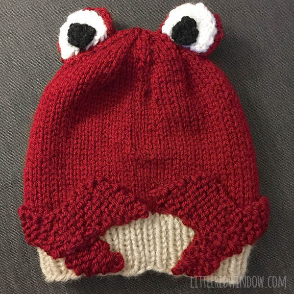 Crabby Crab Hat Knitting Pattern for babies and toddlers! | littleredwindow.com