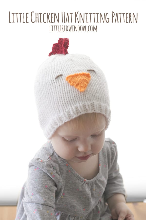 Little Chicken Hat Knitting Pattern for babies and toddlers! | littleredwindow.com 