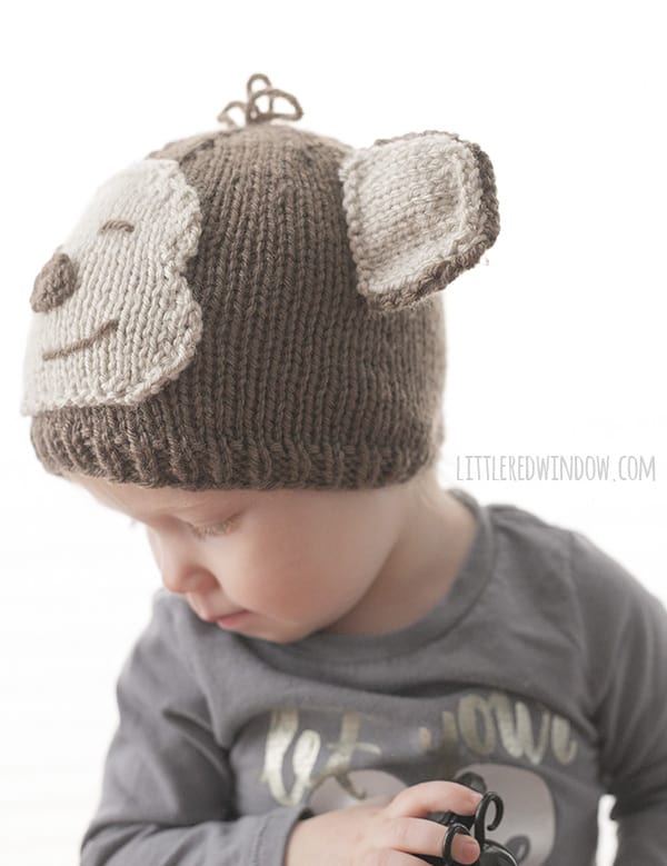 Adorable Silly Monkey Hat Knitting Pattern for babies and toddlers! | littleredwindow.com 