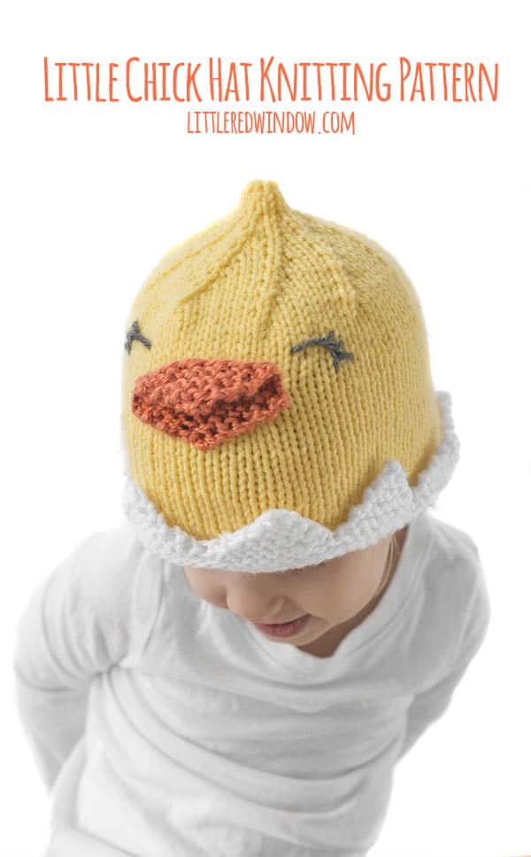 Adorable Baby Chick Hat knitting pattern in sizes from newborn to baby to toddler!