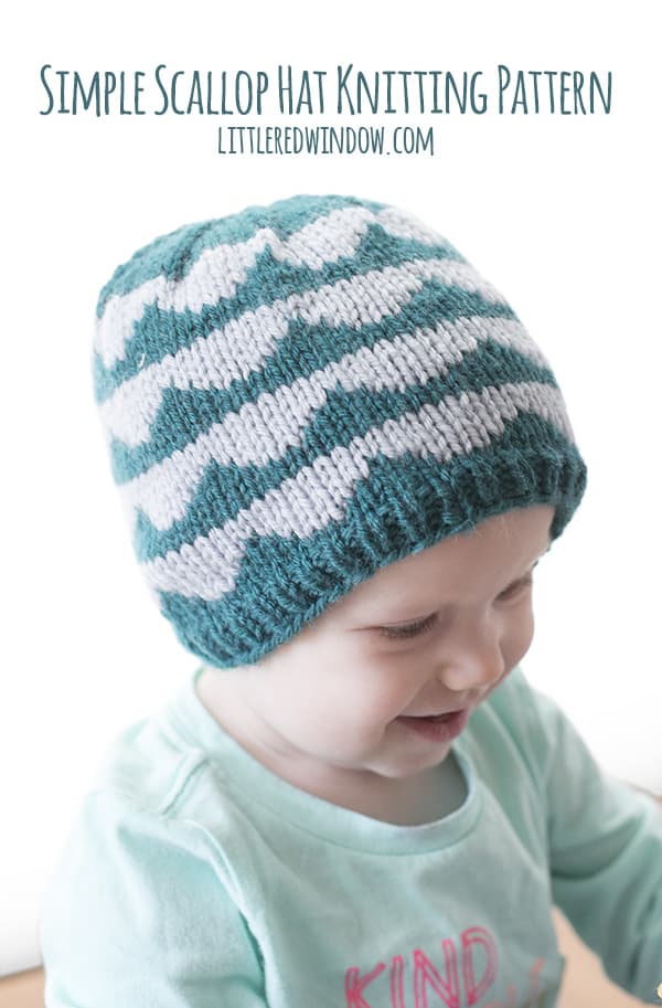 Simple Scallop Hat Knitting Pattern for babies and toddlers! | littleredwindow.com