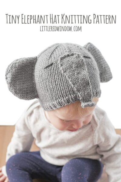 Tiny Elephant Hat Knitting Pattern for Babies and Toddlers! | littleredwindow.com