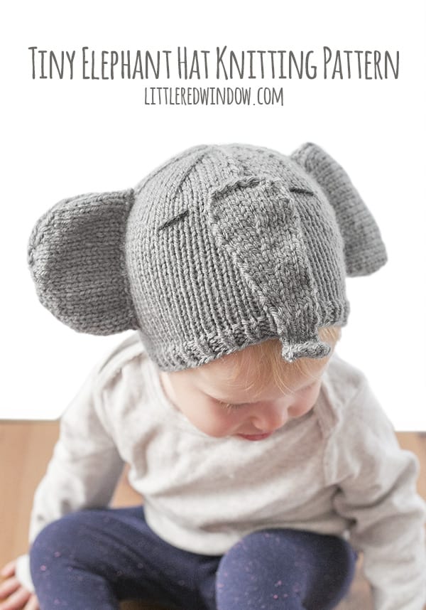 ELEPHANT HAT;  Pink or Grey;  Hand Knitted to order; All ages Newborn to Adult