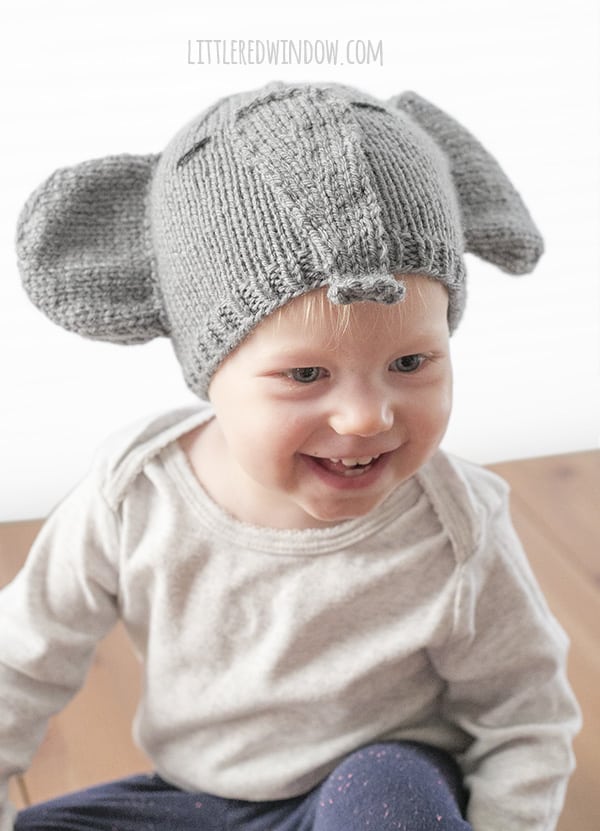 Tiny Elephant Hat Knitting Pattern for Babies and Toddlers! | littleredwindow.com