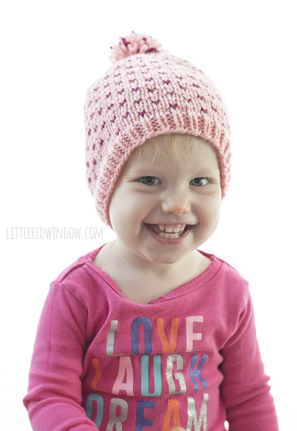 Tiny Polka Dot Hat Knitting Pattern for babies and toddlers! | littleredwindow.com