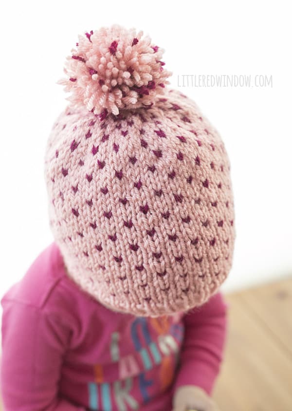 Tiny Polka Dot Hat Knitting Pattern for babies and toddlers! | littleredwindow.com