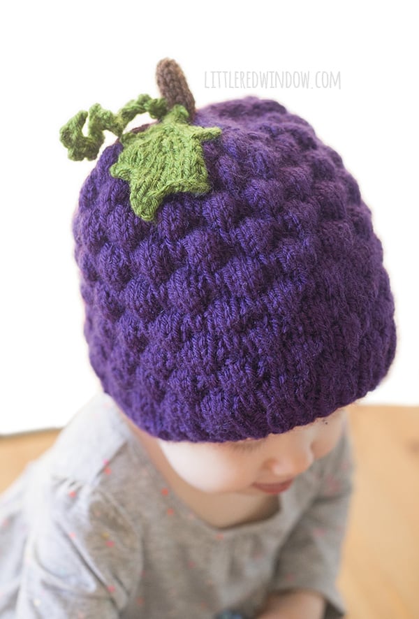 Grape Hat Knitting Pattern for newborns, babies and toddlers! | littleredwindow.com