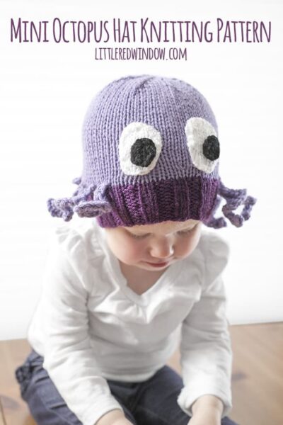 Mini Octopus Hat Knitting Pattern, available for babies and toddlers! | littleredwindow.com