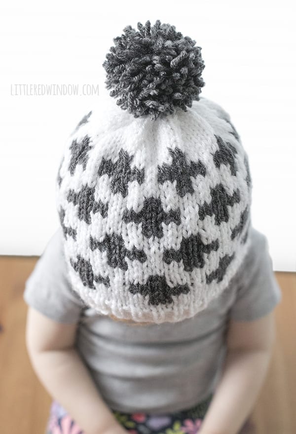 Swiss Cross Hat Geometric Fair Isle Knitting Pattern for newborns, babies and toddlers! | littleredwindow.com