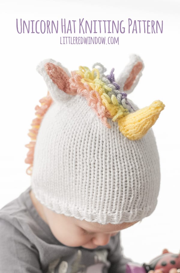 Magical Unicorn Hat Knitting Pattern for babies and toddlers! | littleredwindow.com
