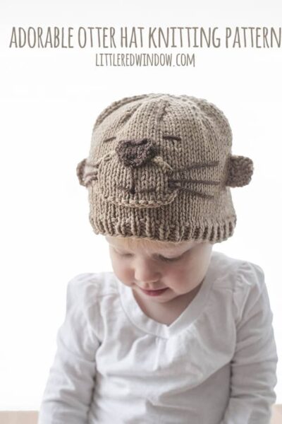 Adorable Otter Hat Knitting Pattern for newborns, babies and toddlers! | littleredwindow.com