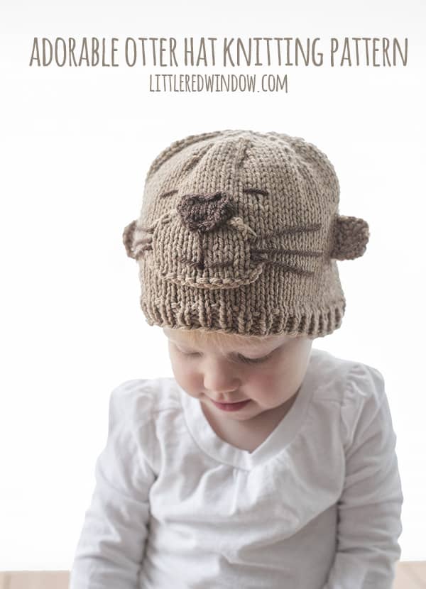 Adorable Otter Hat Knitting Pattern for newborns, babies and toddlers! | littleredwindow.com