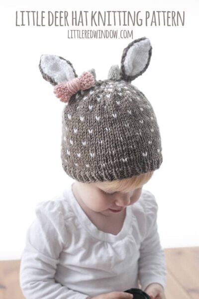 Little Deer Hat Knitting Pattern for newborns, babies and toddlers! | littleredwindow.com