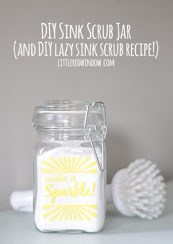 Lazy DIY Sink Scrub Recipe and a cute jar to keep it in! | littleredwindow.com