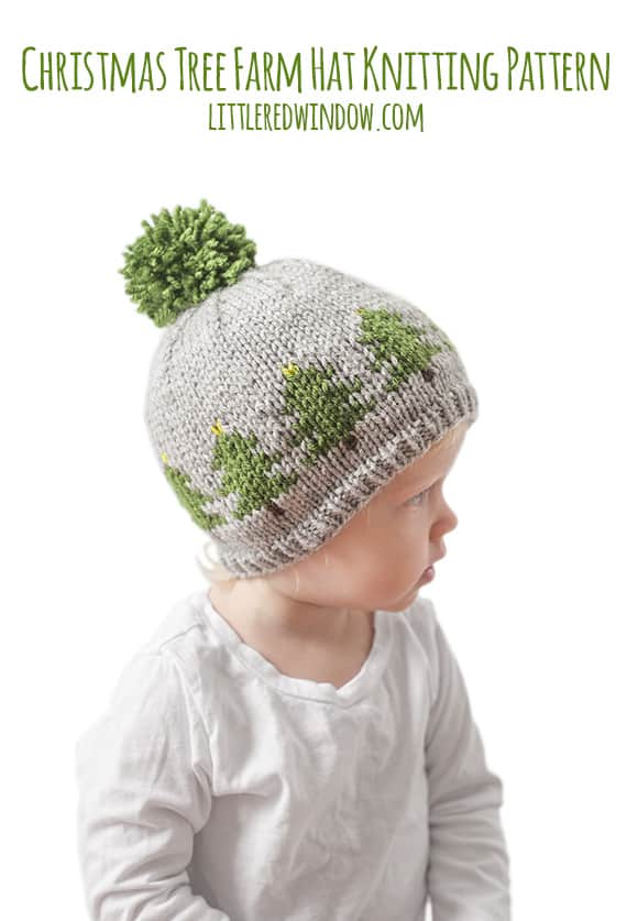 Christmas Tree Farm Hat Knitting Pattern, a fair isle knitting pattern for newborns, babies and toddlers! | littleredwindow.com