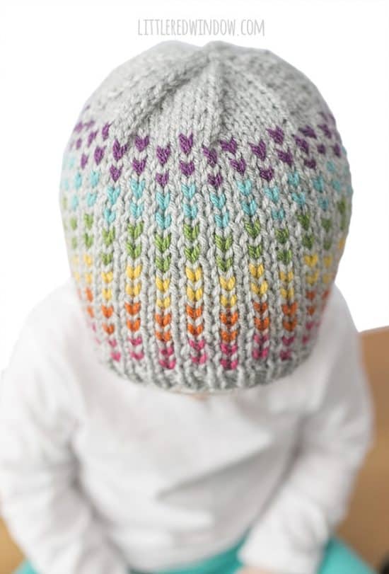 Rainbow Dots Hat Knitting Pattern Little Red Window